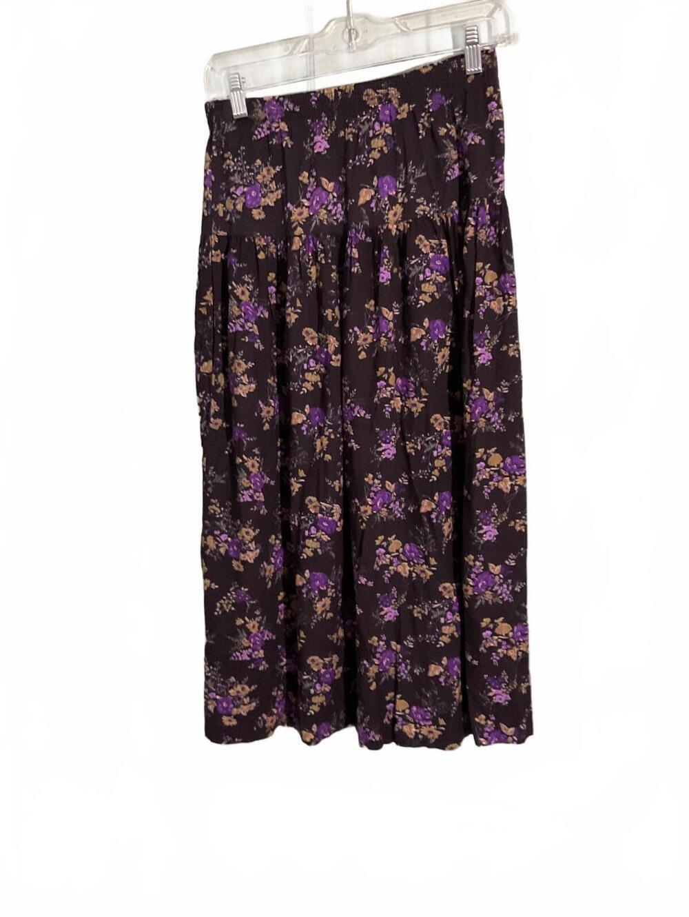 Vintage Floral Patterned Tiered Boho Midi Skirt Cottage core Small
